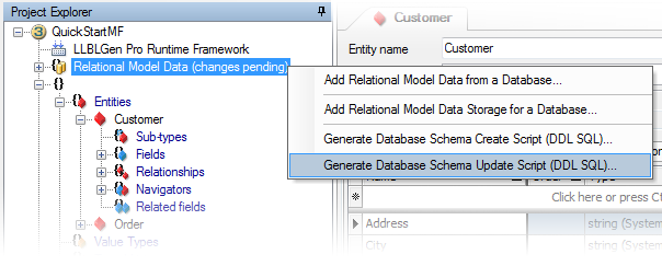 Generate Database Schema Update Script