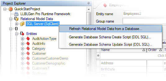 Refresh relational model data