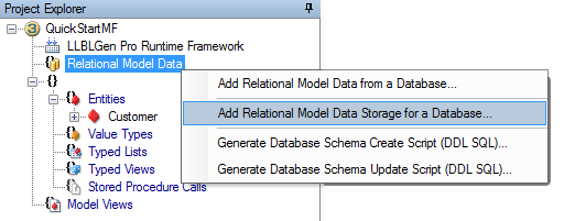 Add Relational Model Data Storage for a Database