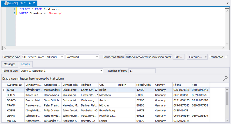 SQL Editor tab