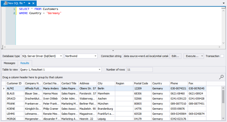 The SQL Editor tab The Sql Editor tab