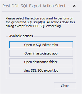 The post DDL SQL export dialog Post DDL SQL export dialog